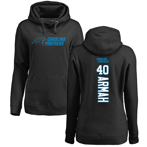 Carolina Panthers Black Women Alex Armah Backer NFL Football #40 Pullover Hoodie Sweatshirts->women nfl jersey->Women Jersey